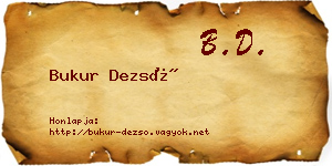 Bukur Dezső névjegykártya